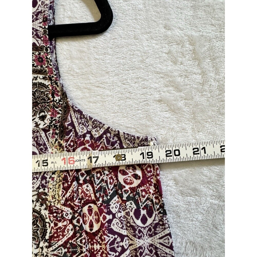 J. Jill Patchwork Print Shift Dress Womens Small Burgundy Boho‎ Sleeveless Rayon - Picture 6 of 7